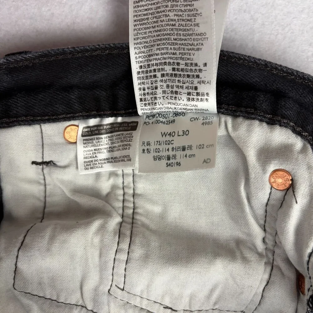 Levi's 501 Original Fit Jeans Men's W40 L30 Black Button Fly Straight Leg EUC